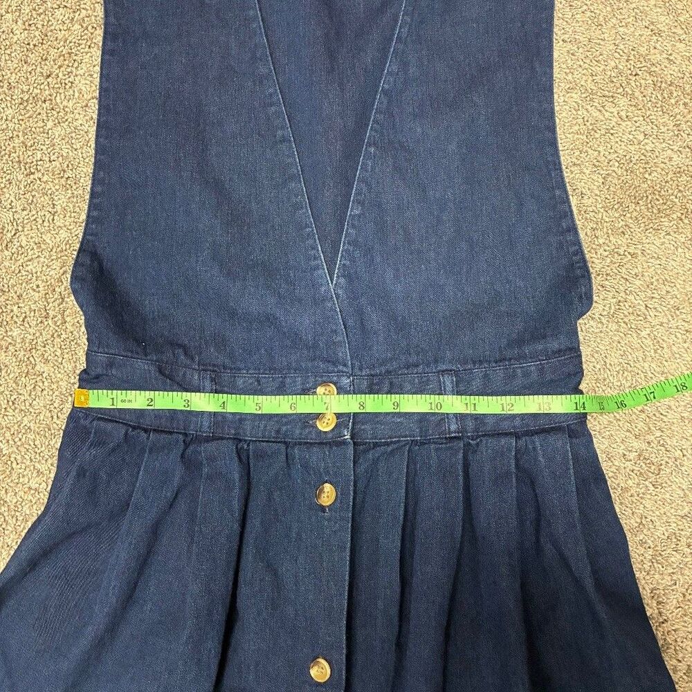 VTG Lands End 90s Denim Midi Dress Size 8 Blue USA Cottagecore Western Prarie - Picture 9 of 11